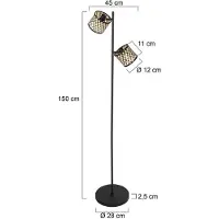 Mexlite Stehleuchte Sumba, 2-fl., schwarz, Bambus natur/schwarz, E14
