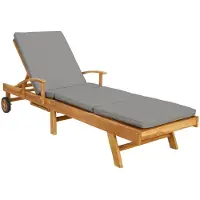 Syfax Sonnenliege mit Kissen 100% Polyester mit solidem Teak