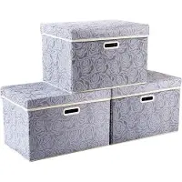 OEM Große faltschlagbare Aufbewahrungsbox mit Deckel - dekorative Organizerbox - 3 Stücke - grau - 45x30x30cm