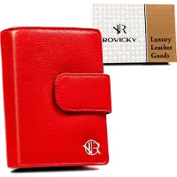 Rovicky | Elegantes, Leder Portemonnaie, mit Schnappverschluss, für Frauen, Rot, 10x14 cm