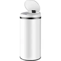 Markenlos Sensor-Mülleimer 50 Liter - Weiß, Edelstahl, LED-Display