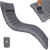 Markenlos Ultralicht, waterdichte, opblaasbare Campingmat, 10 cm dick, für Strand und Outdoor, kleine Packgröße, grau