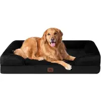 OEM Orthopädisches Hundebett für große Hunde, 112 x 81 x 15 cm, Traumhafter Hundekissen XL, Waschbarer Hundesofa, Wasserfest, Rutschfest, Hundesofa mit hohem Rand, Schwarz