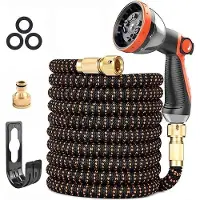 OEM Gartenhose 15 m Flexible 3-lagige Latex-Wasserschlauch mit Metallanschlüssen - 3450D-Gewebe kugelschlagfrei - 10 Mundstücke
