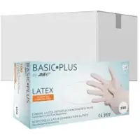 Ampri BASIC-PLUS Latexhandschuhe, puderfrei, weiß 01039-L , 1 Karton = 10 Packungen = 1000 Stück, Größe L