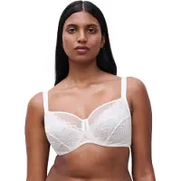 Chantelle Bügel-BH "FLORAL TOUCH", Damen, Gr. 80, Cup F, weiß (milk), Obermaterial: 75% Polyamid, 25% Elasthan, BHs Bügel-BH, florale Spitze mit wrap-over Effekt