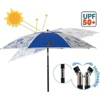 OEM Aluminium Strandsonnenschirm Ø 180 cm mit Zeltboden, Reisebeutel und Sonnenbeschattung UPF 50+, blau