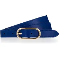 Tamaris Ledergürtel "Claudia Gold", Damen, Gr. 120, blau (royale blau), Rindsleder, unifarben, Gürtel Ledergürtel, mit schmaler Schließe, 2 cm breit, aus Rindsleder, unifarben