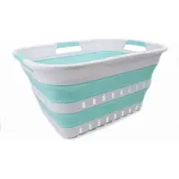 OEM Inklapbare 3-Handel-Plastik-Waschbecken - opvouwbare Waschbecken-Organizer - ruimtebesparende Waschbecken - weiss/seeblau - 30 Liter - opvouwbar - inklapbar