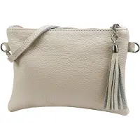 OEM Echt leren Clutch-Tas kleine Beige-Beuteltasche 22x15cm Anny G248