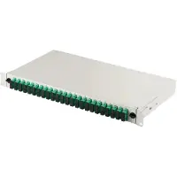Art FO patch panel with 19'' 1U equipment 24x SC APC dx OS2 pigtails adapters trays gray