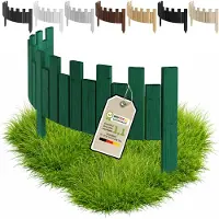 Pemicont Floranica Hochbeet Umrandung Holz 100 x 15 cm, Grün – gerade Zackenkante, blickdicht, Kiefer mit drei Erdspießen