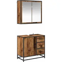 vidaXL Badezimmermöbel-Set 2 stk. Altholz 65 x 33 x 60 cm