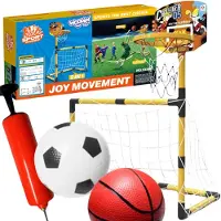 Woopie 2-in-1-Basketball-Set: Fußballtor + Bälle und Luftpumpe