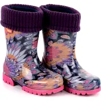 Demar Kinder Gummistiefel Regenschuhe mit Einlage Stormer Mehrfarbig Gefüttert 24/25