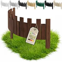 Pemicont Floranica Hochbeet Umrandung Holz 100 x 40 cm, Braun – gerade Zackenkante, blickdicht, Kiefer mit drei Erdspießen