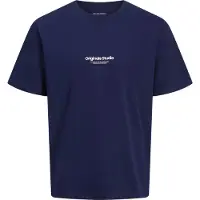 Jack & Jones Rundhalsshirt "JORVESTERBRO TEE SS CREW NECK NOOS", Herren, Gr. XL, blau (ocean cavern), Jersey, Obermaterial: 100% Baumwolle, bedruckt, relaxed fit normal, Rundhals, Shirts Rundhalsshirt