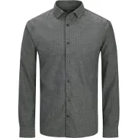 Jack & Jones Langarmhemd "JPRBLAPARKER MELANGE L/S SHIRT BF", Herren, Gr. XL, N-Gr, grau (schwarz), Web, Obermaterial: 58% Lyocell, 42% Baumwolle, unifarben, regular fit, Hemden Langarmhemd
