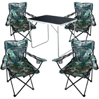 JMXZ Azomor Fünfteiliges Campingmöbelset mit klappbarem Tisch und Stühlen für den Außenbereich