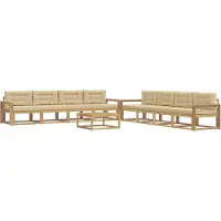 vidaXL Outdoor-Sofagarnitur 9 stk. Weiß und Beige Polyester