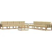 vidaXL Outdoor-Sofagarnitur 9 stk. Weiß und Beige Polyester