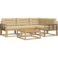 vidaXL Outdoor-Sofagarnitur 5 stk. Weiß und Beige Polyester