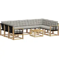 vidaXL Outdoor-Sofagarnitur 10 stk. Weiß und Hellgrau