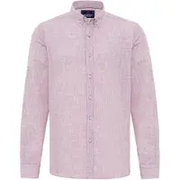 Cipo & Baxx Langarmhemd "CH199", Herren, Gr. XXL, N-Gr, rot (burgundy), Obermaterial: 75% Baumwolle CO. 25% Leinen LI., uni, slim fit, ohne Ausschnitt, Hemden Langarmhemd, Baumwoll-Leinen Mix