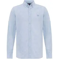 Cipo & Baxx Langarmhemd "CH199", Herren, Gr. XXL, N-Gr, blau, Obermaterial: 75% Baumwolle CO. 25% Leinen LI., uni, slim fit, ohne Ausschnitt, Hemden Langarmhemd, Baumwoll-Leinen Mix