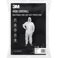 3M Schutzanzug 4500 Kat. I Weiß XL, Atmungsaktiv, Staub- & Spritzschutz, 1 Stück