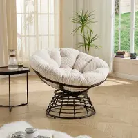Novavision Ergonomischer Papasan-Sessel aus Rattan, 360° drehbar, für drinnen und draußen, mit weichem, dickem Kissen