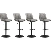 Vasagle Barhocker 4er Set, höhenverstellbar, drehbar, mit Rückenlehne und Fußstütze, Taubengrau