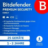 Bitdefender Premium Security Family 2026/2027 | 25 Geräte - 2 Jahre | Sofortdownload + Lizenzschlüssel | NEU