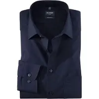 Olymp Businesshemd "Luxor modern fit", Herren, Gr. 47, N-Gr, blau (kobaltblau), Web, Obermaterial: 100% Baumwolle, modern fit, Hemden Businesshemd