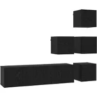 Syfax TV-Schrankset 6 stk. Schwarz Eichen-Optik Holzwerkstoff