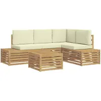 vidaXL 5 stk. Outdoor-Sofagarnitur Polyester Weiß