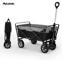 Markenlos Bolderwagen 100L – Mit Verstellbarem Handgriff & Seitentasche – Für Alle Terrains – Max. 80kg – Schwarz
