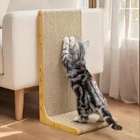 OEM Papierkarton-Hauskatzeleiter, 58 cm L-förmig, Wandbefestigung, schräges Katzenleiter, langfristige Kartonabschirmung für große Haustiere.