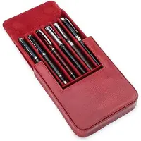 OEM Vegetable-Tanned Pencil Case mit 6-Stiften-Lager - rote Farbe - Magnetischer Schnappverschluss