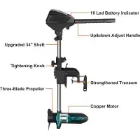OEM Elektroantrieb für Wassersportgeräte und Paddelboote - 24 Volt - 1500 Umdrehungen pro Minute - 10 LED-Indikatoren - Schwarzlackieren.