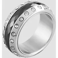 Just Fingerring "Ogata, langlebig" Gr. 62, silber (silberfarbig), Fingerringe, Damen, 62, Keramik, Fingerring