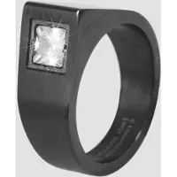 Akzent Fingerring "Sawad, langlebig" Gr. 56, schwarz, Fingerringe, Damen, 56, Edelstahl, Fingerring
