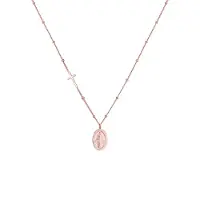 Elli Kette mit Anhänger "Halskette Kugelkette Kreuz Marienbild 925 Sterling Silber" Gr. 45, rosa (rosegold), Halsketten, Damen, ohne Stein, Silber 925 (Sterlingsilber), Kette mit Anhänger