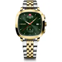 Wenger Vintage Classic Chrono Herrenuhr 40mm mit Chronographenfunktion Gold/Grün/Silber/gold