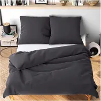 OEM Graues Bettwäsche 200x220cm, knuffelzacht, strijkfrei, 1 Deckenbezug, 2 Kissenbezüge