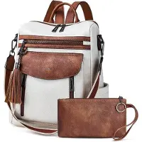 OEM Modischer Damenrucksack Leder Beige Braun
