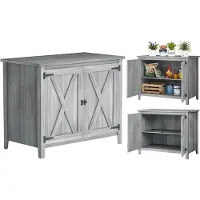 Outsunny Gartenschrank Holz, Geräteschuppen wetterfest 110x60x88,5cm, Gerätehaus