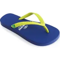 Brasileras Kinder Zehensandalen rutschfester bequem schuhe strand/schwimmbad/stadt blau gelb 33/34 EU - UBCCB-K