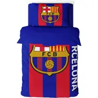 FC Barcelona - Mit Streifen Bettwäsche-Set PP18223 (Doppelbett) (Weinrot/Blau)