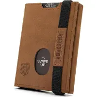Sonstiges Kartenetui RFID Schutz Herren Geldbörse Leder Münzfach Braun Slim Wallet